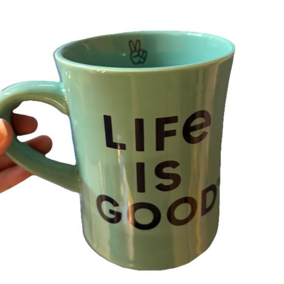 Life Is Good Mug Green Peace Sign New - Picture 1 of 5